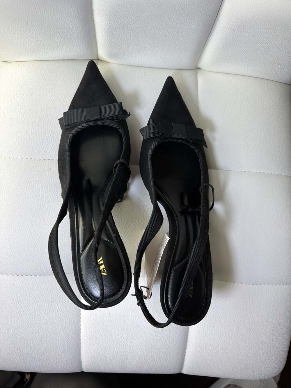 ZARA Black Bow Slingback Kitten Heels - Picture 6 of 8